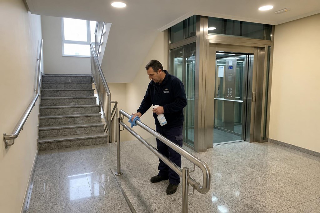 Foto 1 Zonas comunes cuidadas todo el año con una limpieza de comunidades de vecinos en A Coruña